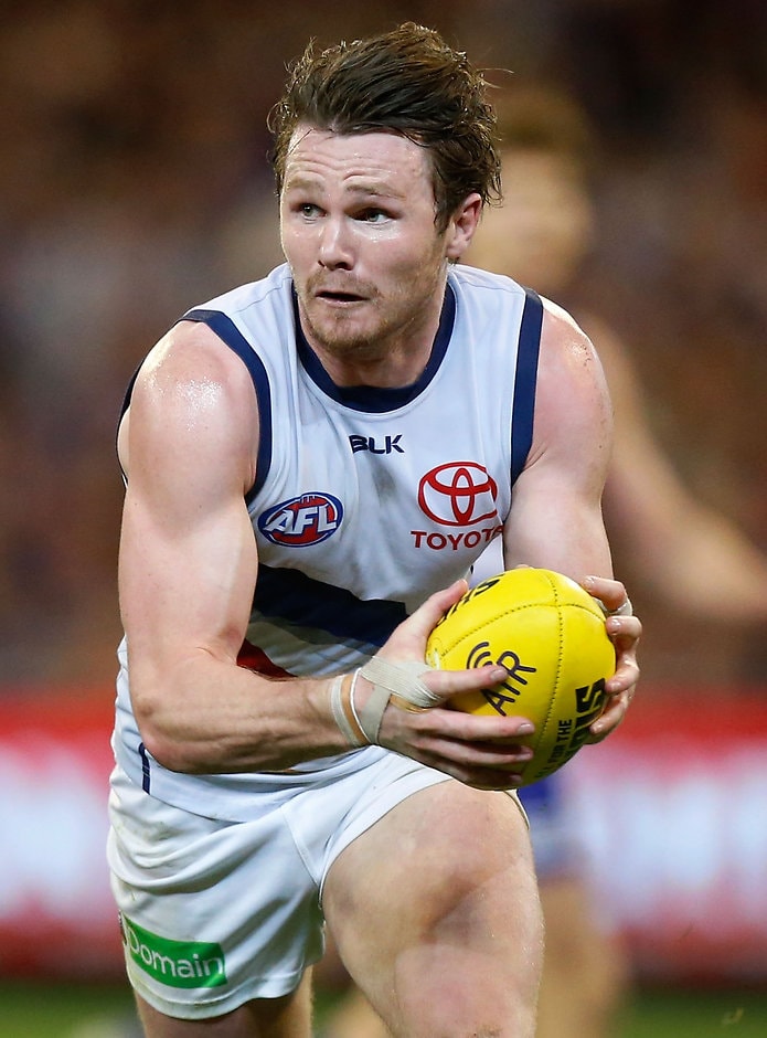 AFL 2015 Second Elimination Final - Western Bulldogs v Adelaide MELBOURNE, AUSTRALIA - SEPTEMBER 12: Patrick Dangerfield of the Crows in action during the 2015 AFL Second Elimination Final match between the Western Bulldogs and the Adelaide Crows at the Melbourne Cricket Ground, Melbourne, Australia on September 12, 2015. (Photo by Adam Trafford/AFL Media)